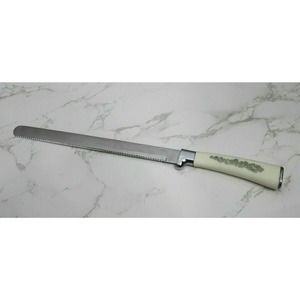 Vintage Riviera Custom Concave Bread Knife, Solingen Germany, Ornate Inlay Bird